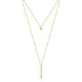 Layered Bullet Necklace Gold Plated Double Chain Recycled Brass Bar Khmer Peace