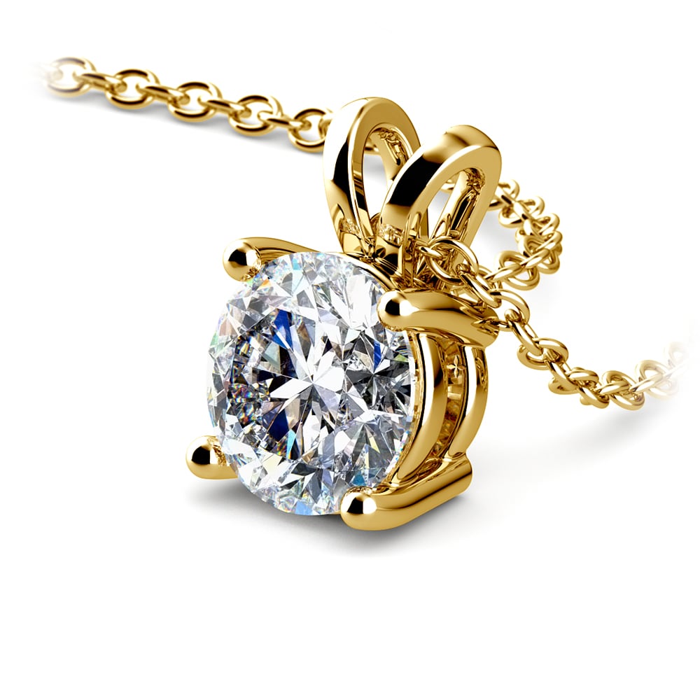 1.50 Ctw Prong Set Round Lab Grown Diamond Pendant In White /Yellow Gold G-VS - LUXGRIAL