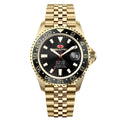 Seapro Men's Grand Meridian Quartz Watch – Black Dial, Gold Bracelet, 43mm