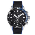 Tissot Men's Seastar Quartz Watch – Black Dial & Strap, 46mm