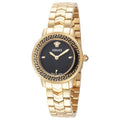 Versace Women's V-Icon Swiss Quartz Watch – Black Dial, Gold Bracelet, 30mm