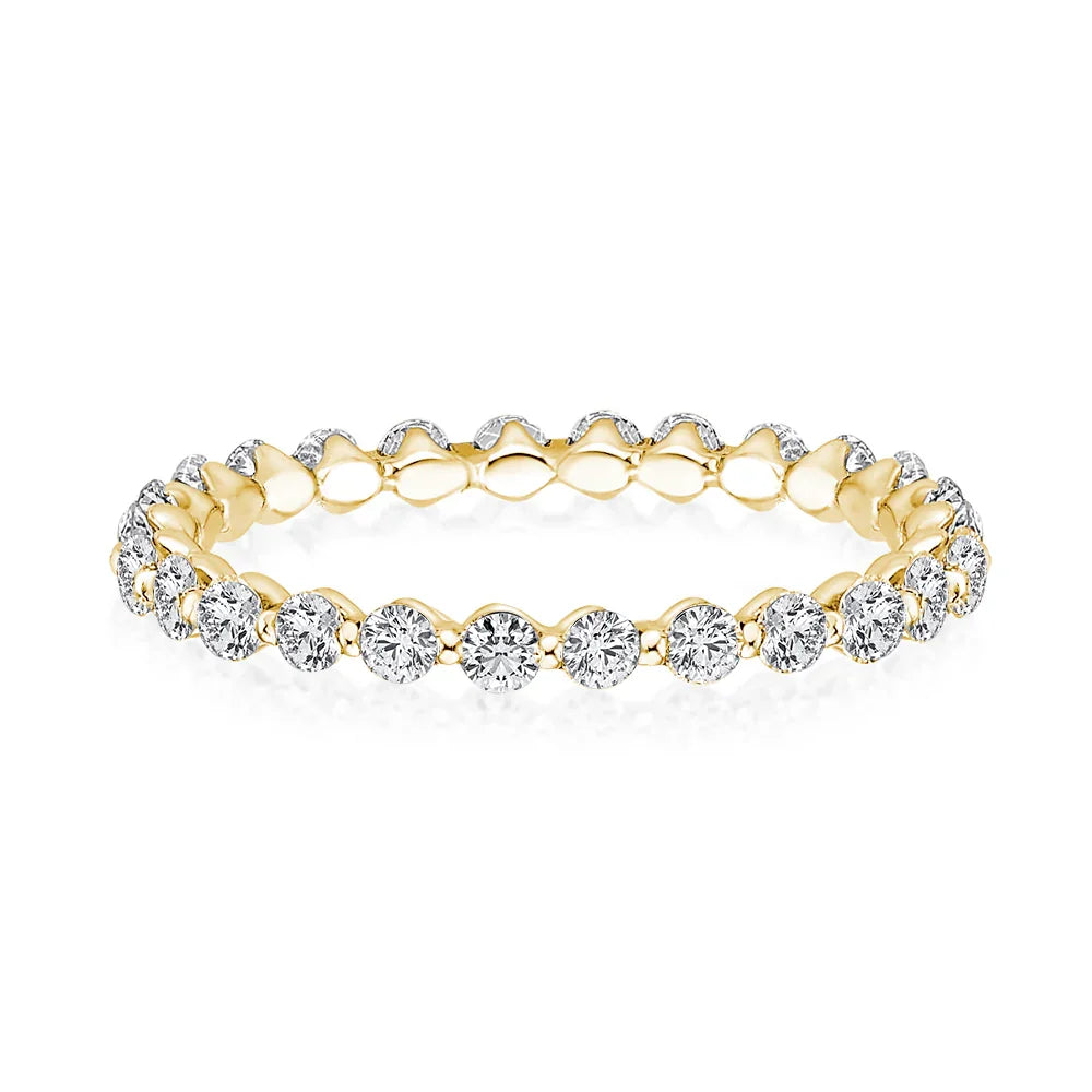 Rodiffy Moissanite Yellow Gold 1.0 Ct Round Cut Full Eternity Wedding Band - LUXGRIAL